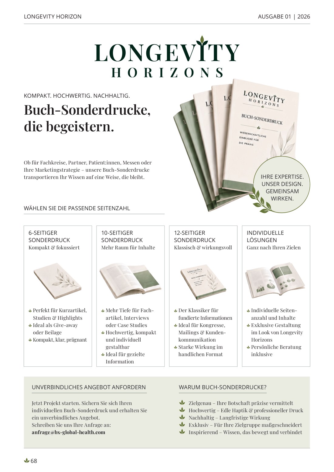 Flyer: Buch-Sonderdrucke von Longevity Horizons