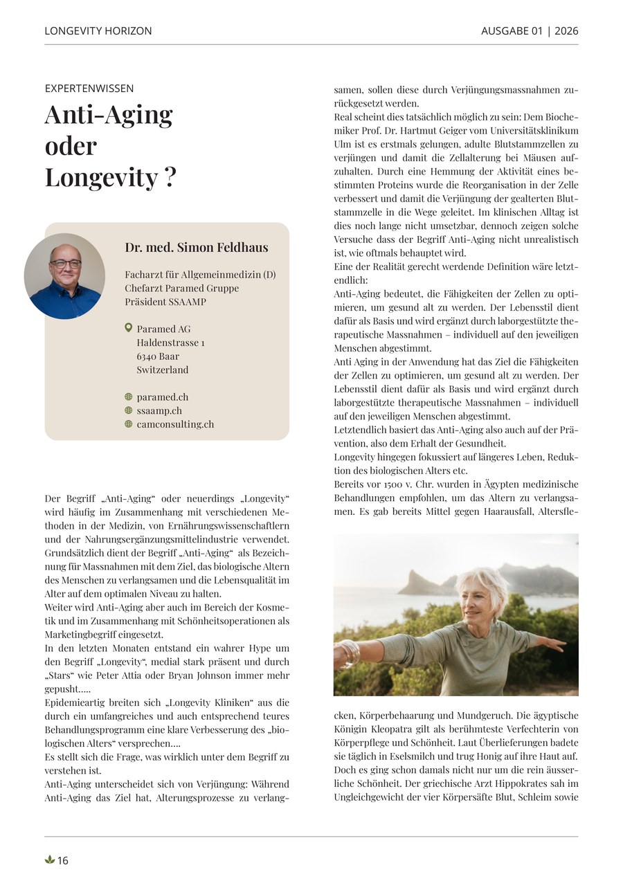Beitrag Anti-Aging oder Longevity mit Dr. Simon Feldhaus