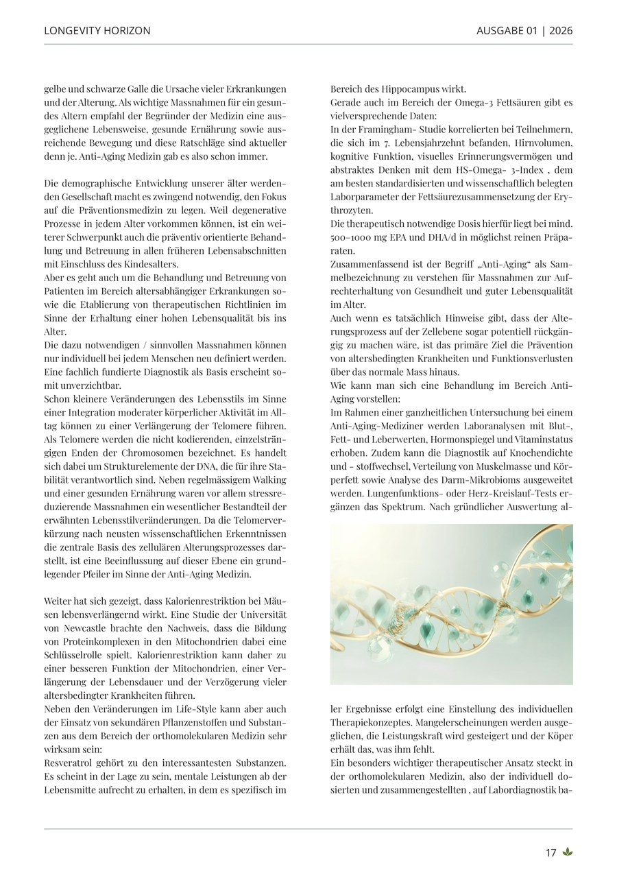 Anti-Aging und Longevity — Zellgesundheit, DNA und Telomere